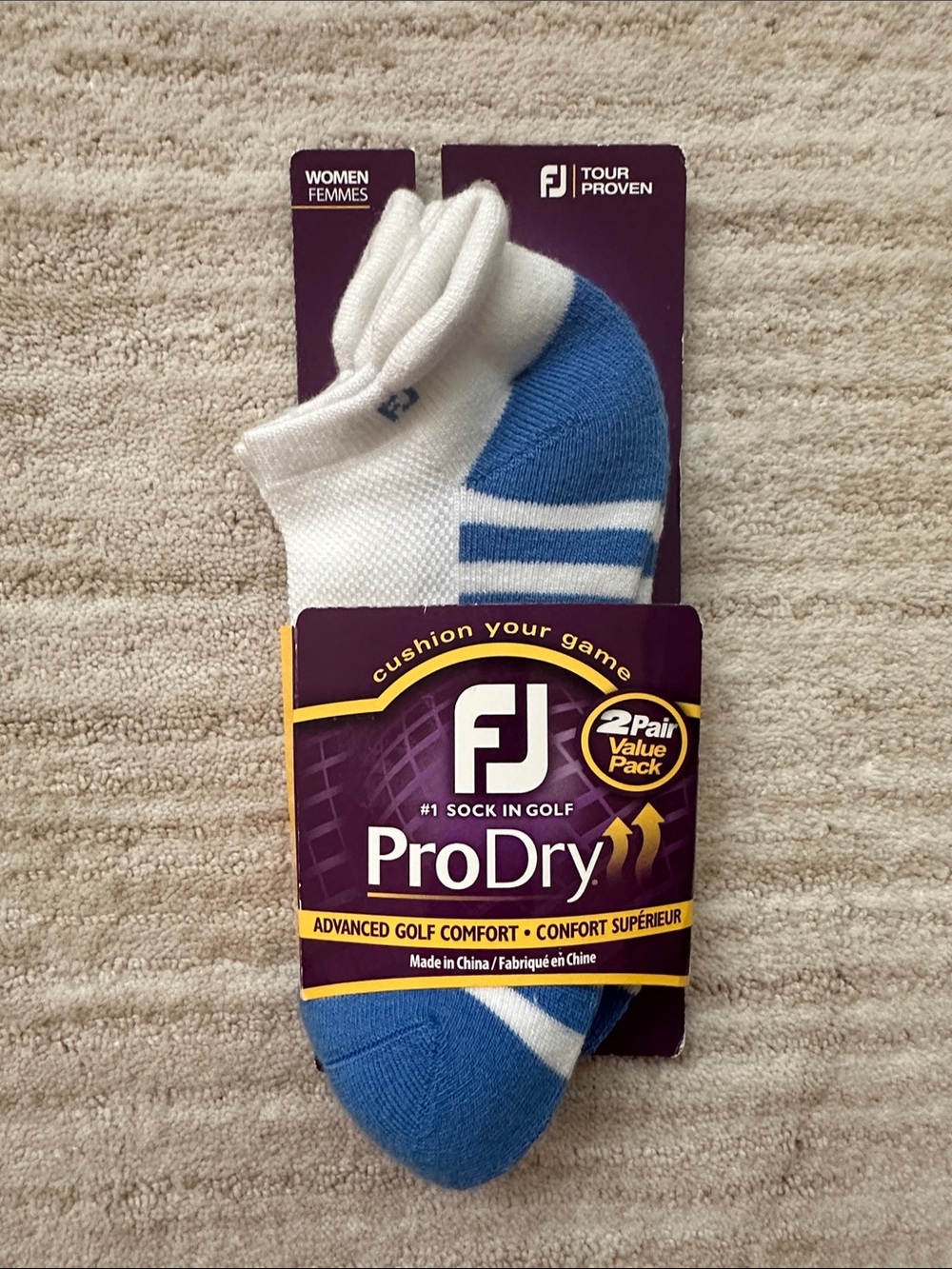 2 Pack FootJoy ProDry Advanced Golf Comfort Socks Cushioned Marine Blue Size 6-9